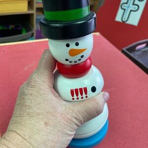 Stackable Snowman Toy - White, Red, Blue